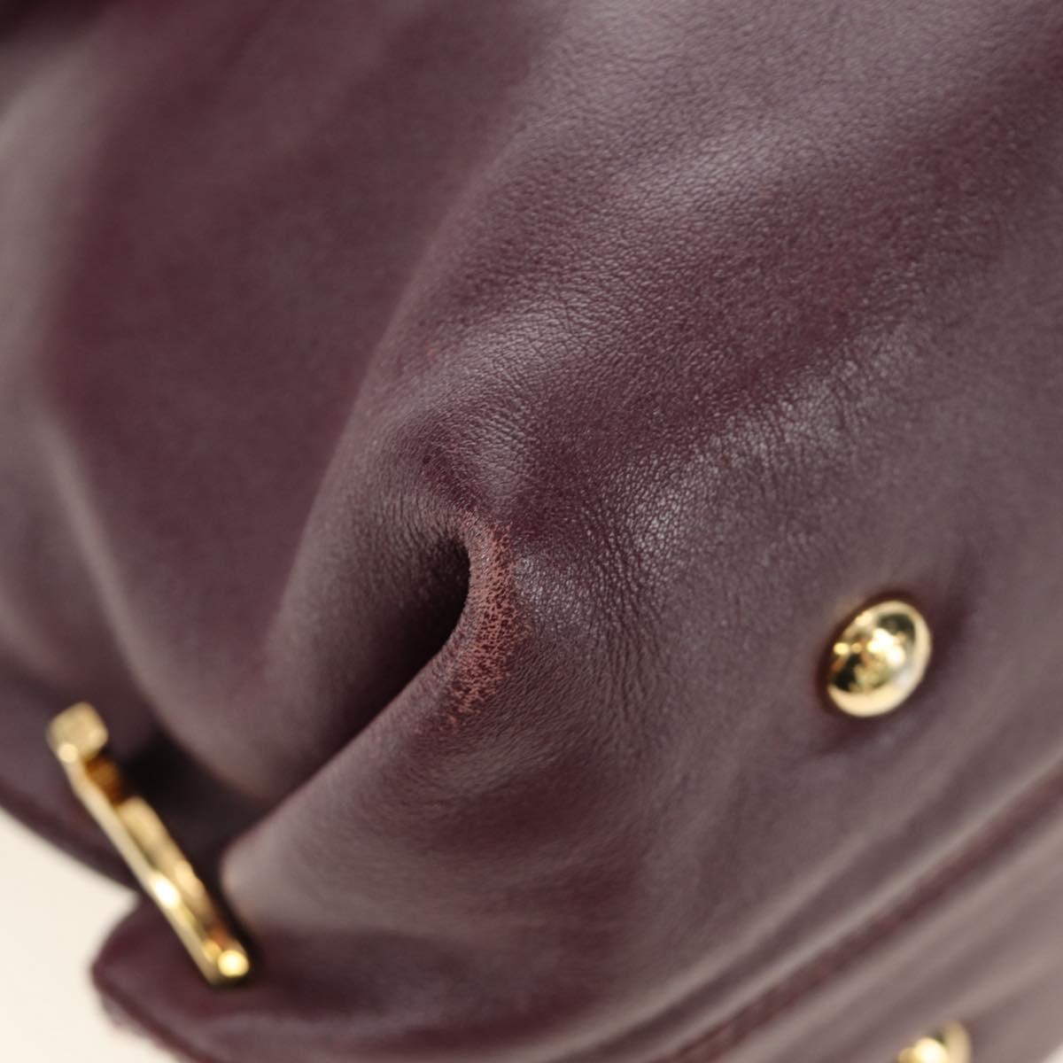 Salvatore Ferragamo Gancini Hand Bag Leather 2way Purple Gold Auth 185691A