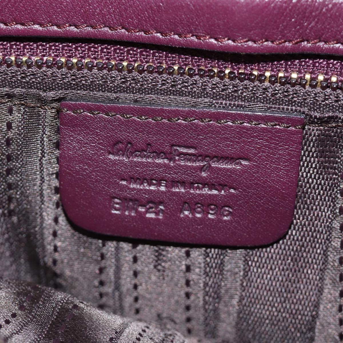 Salvatore Ferragamo Gancini Hand Bag Leather 2way Purple Gold Auth 185691A