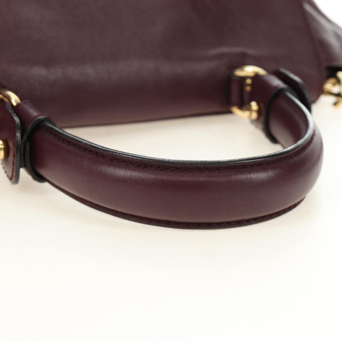 Salvatore Ferragamo Gancini Hand Bag Leather 2way Purple Gold Auth 185691A