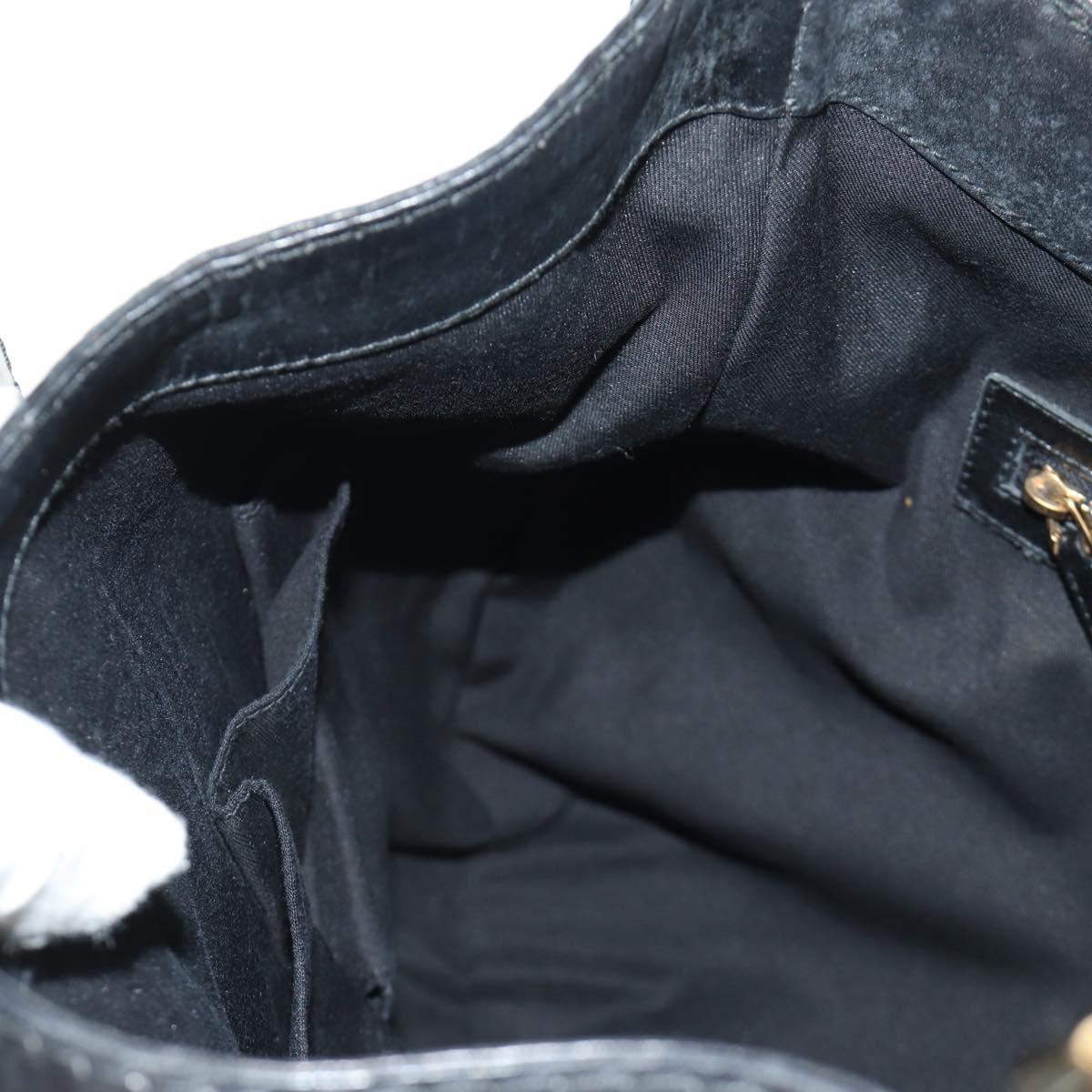 GUCCI GG Canvas Shoulder Bag Black Gold 189884 Auth 185693V
