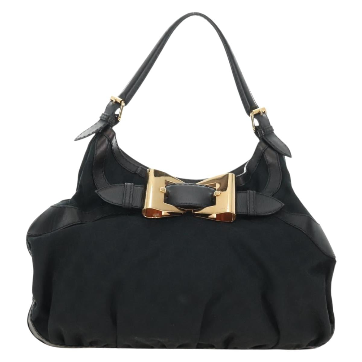 GUCCI GG Canvas Shoulder Bag Black Gold 189884 Auth 185693V