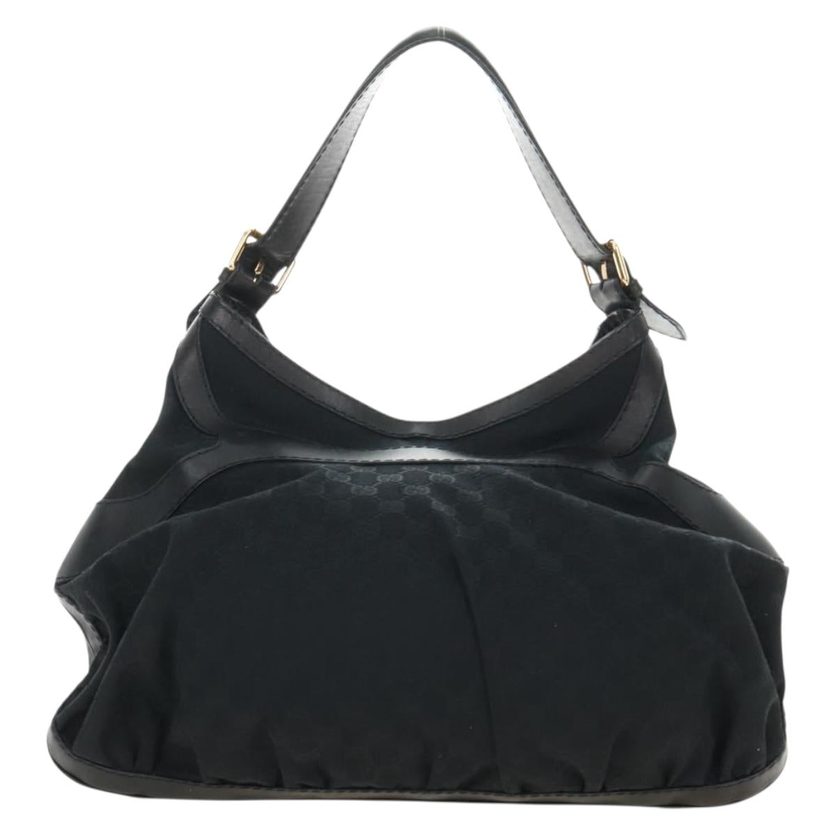 GUCCI GG Canvas Shoulder Bag Black Gold 189884 Auth 185693V