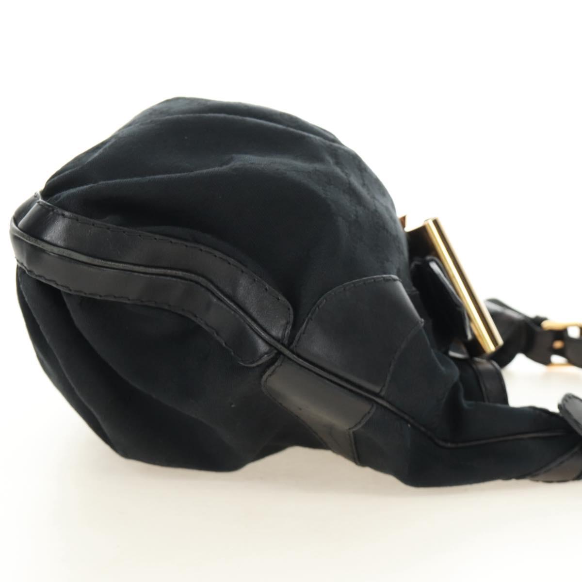 GUCCI GG Canvas Shoulder Bag Black Gold 189884 Auth 185693V