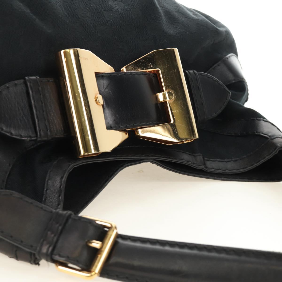 GUCCI GG Canvas Shoulder Bag Black Gold 189884 Auth 185693V