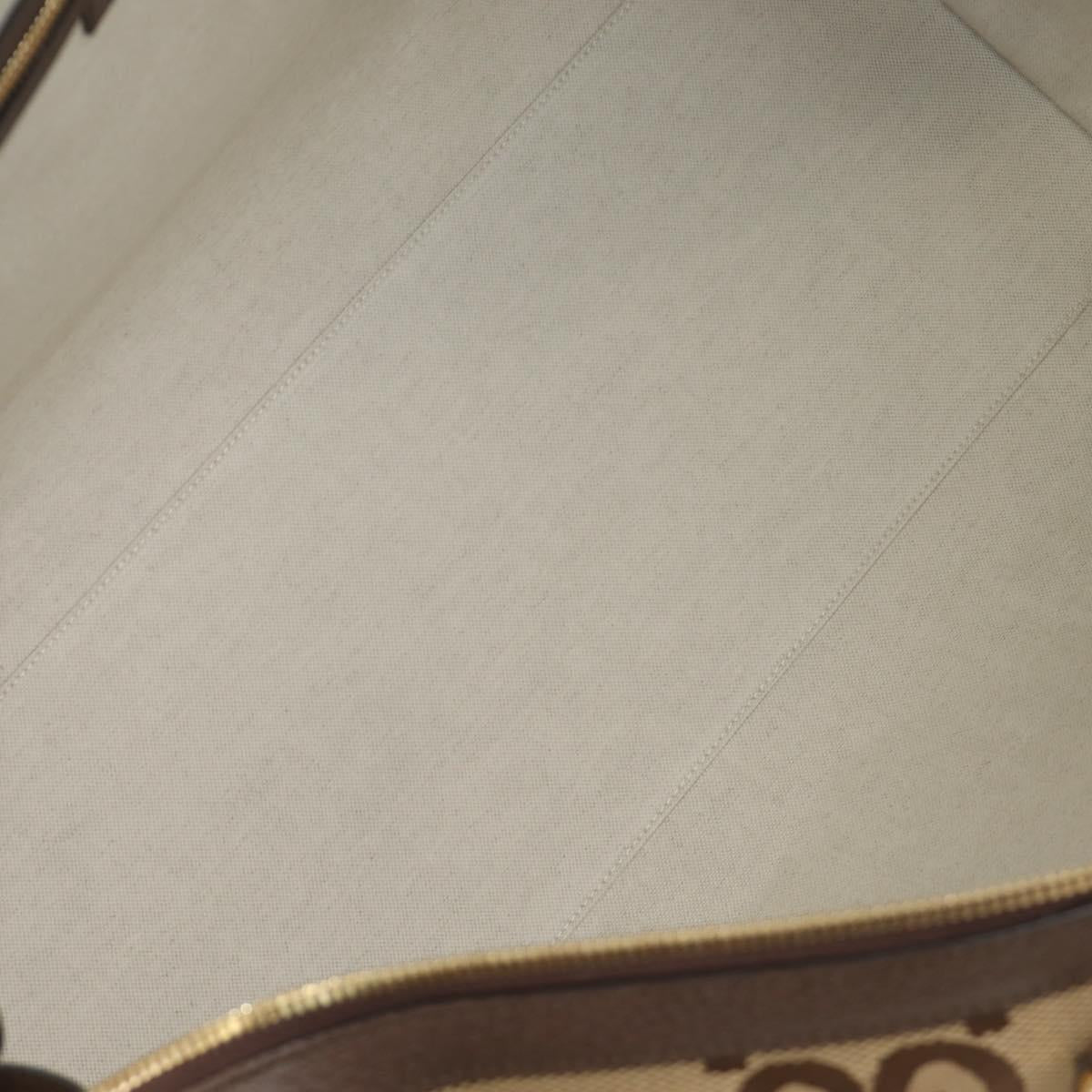 GUCCI Jumbo GG Web Sherry Line Boston Bag 2way Beige Gold 696039 Auth 185694SM