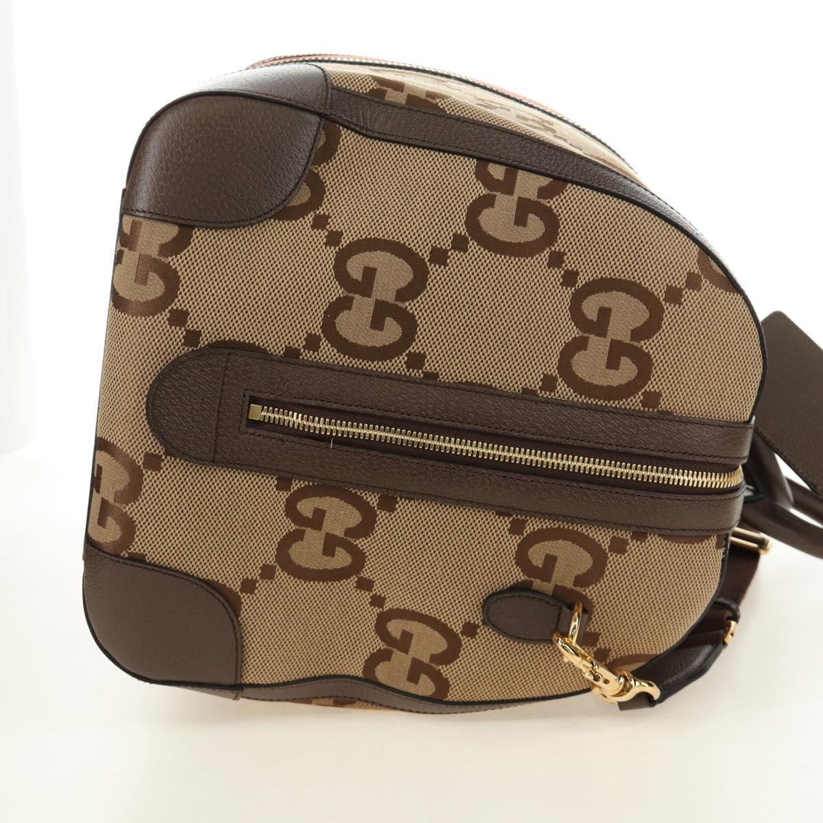 GUCCI Jumbo GG Web Sherry Line Boston Bag 2way Beige Gold 696039 Auth 185694SM
