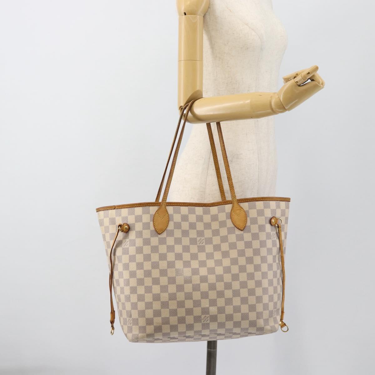 LOUIS VUITTON Damier Azur Neverfull MM Tote Bag N41605 LV Auth 185706A