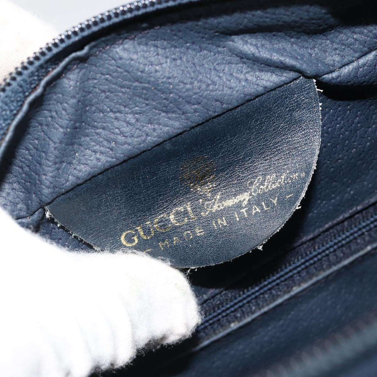 GUCCI GG Supreme Sherry Line Shoulder Bag PVC Navy Gold Auth 185719