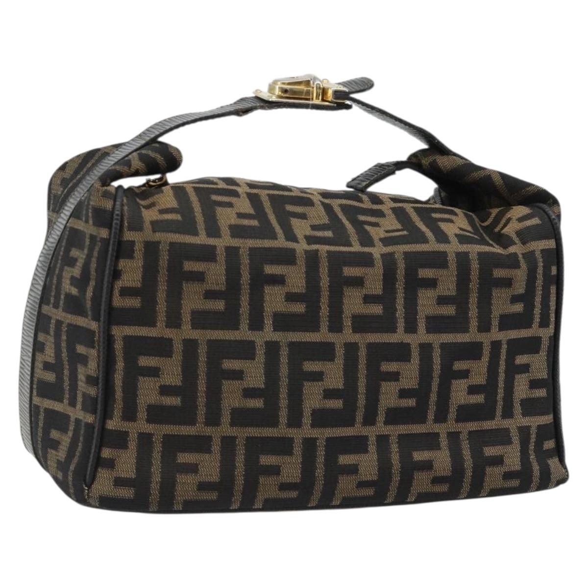 FENDI Zucca Canvas Mamma Baguette Hand Bag Black Brown Auth 185721A