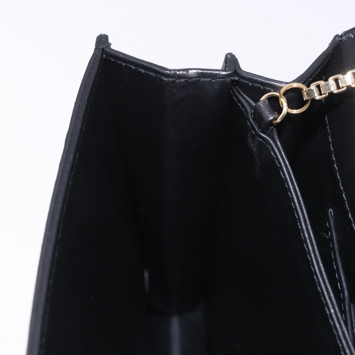 Salvatore Ferragamo Gancini Chain Shoulder Bag Leather Black Gold Auth 185725A