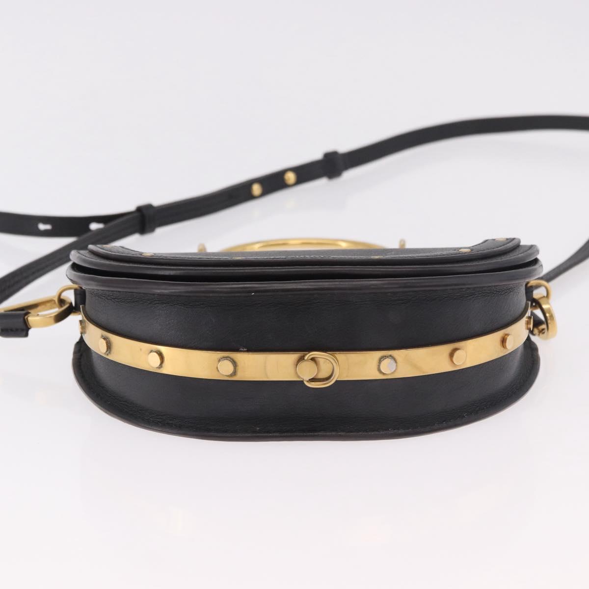 Chloe Nile Hand Bag Leather 2way Black Gold Auth 185727A
