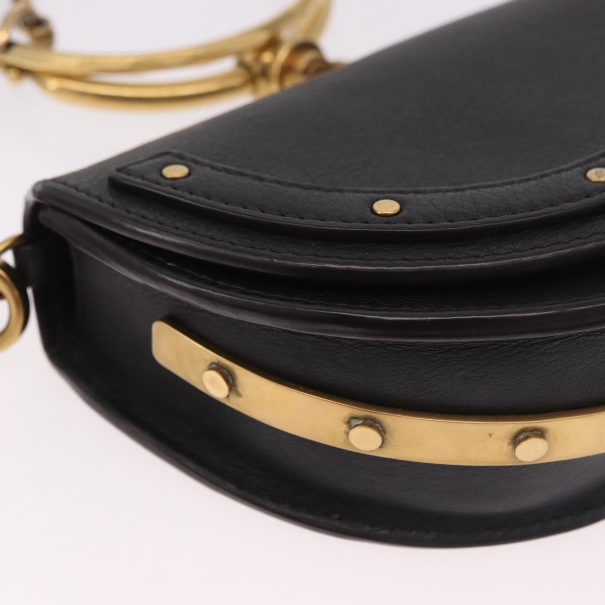 Chloe Nile Hand Bag Leather 2way Black Gold Auth 185727A