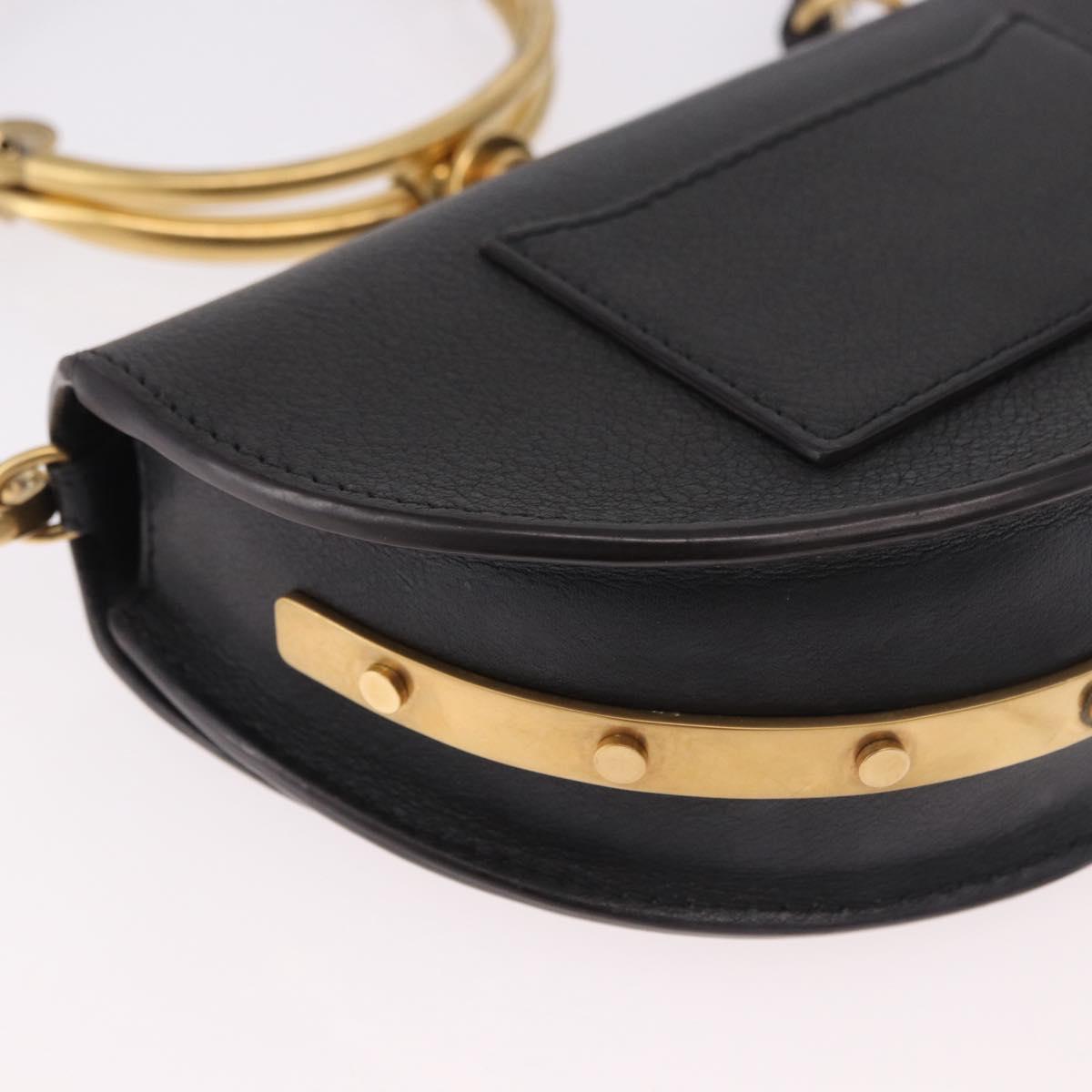 Chloe Nile Hand Bag Leather 2way Black Gold Auth 185727A