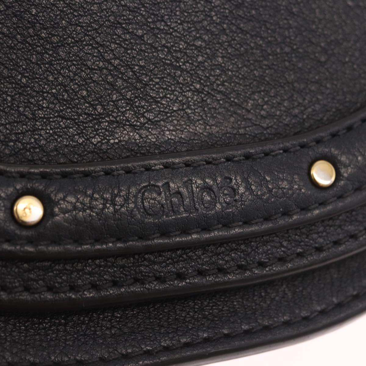 Chloe Nile Hand Bag Leather 2way Black Gold Auth 185727A