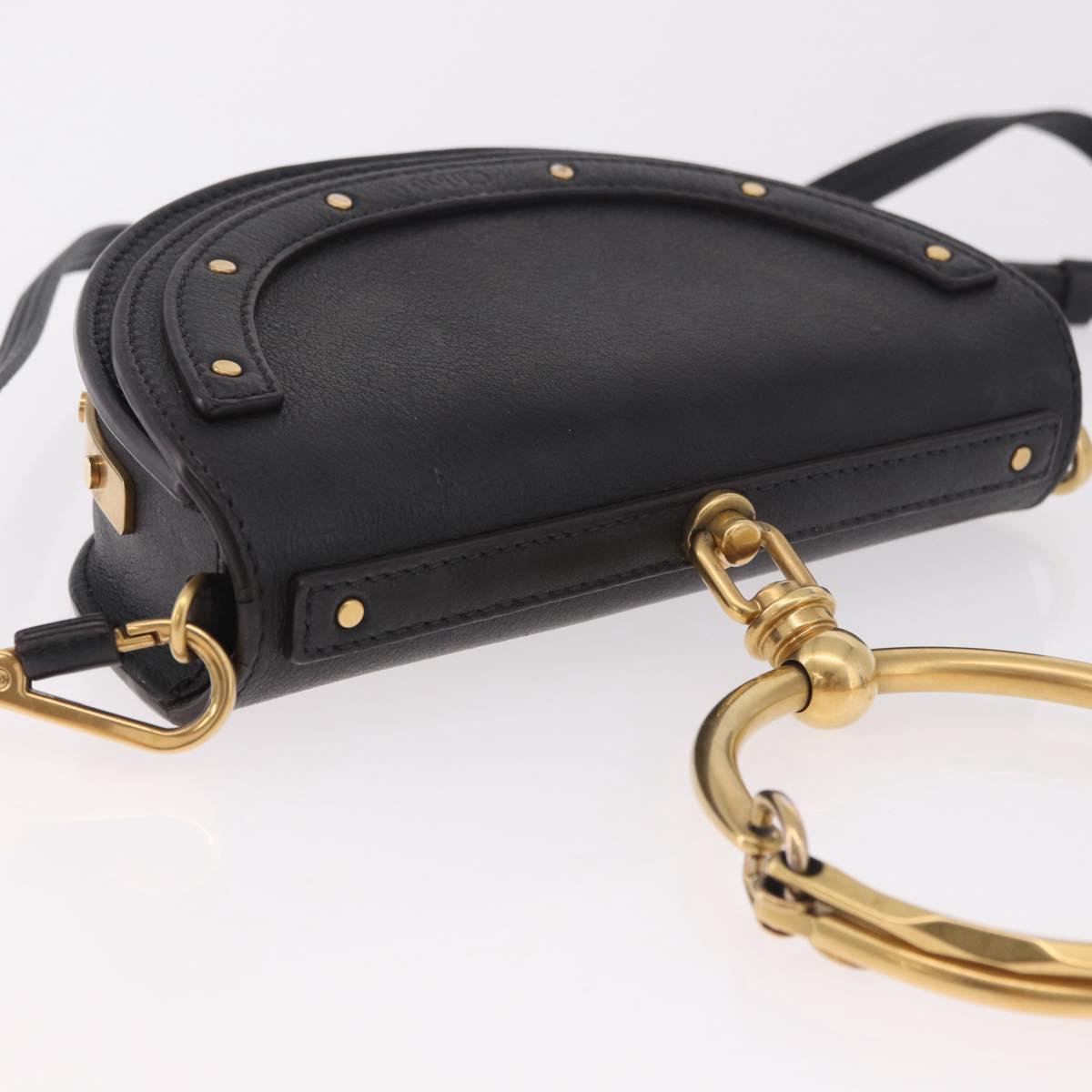 Chloe Nile Hand Bag Leather 2way Black Gold Auth 185727A