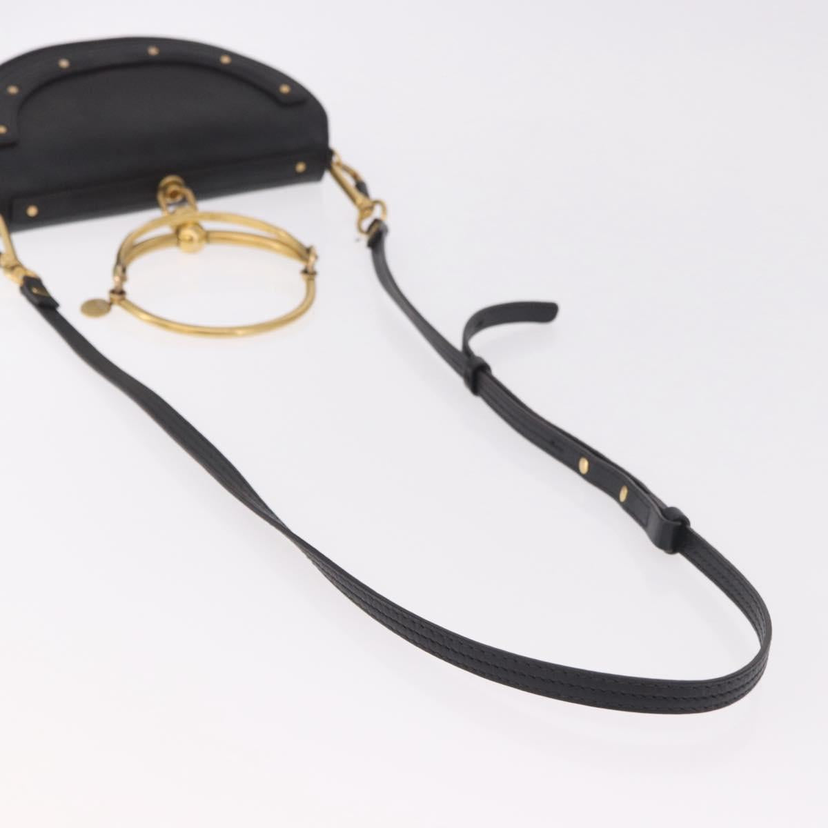Chloe Nile Hand Bag Leather 2way Black Gold Auth 185727A