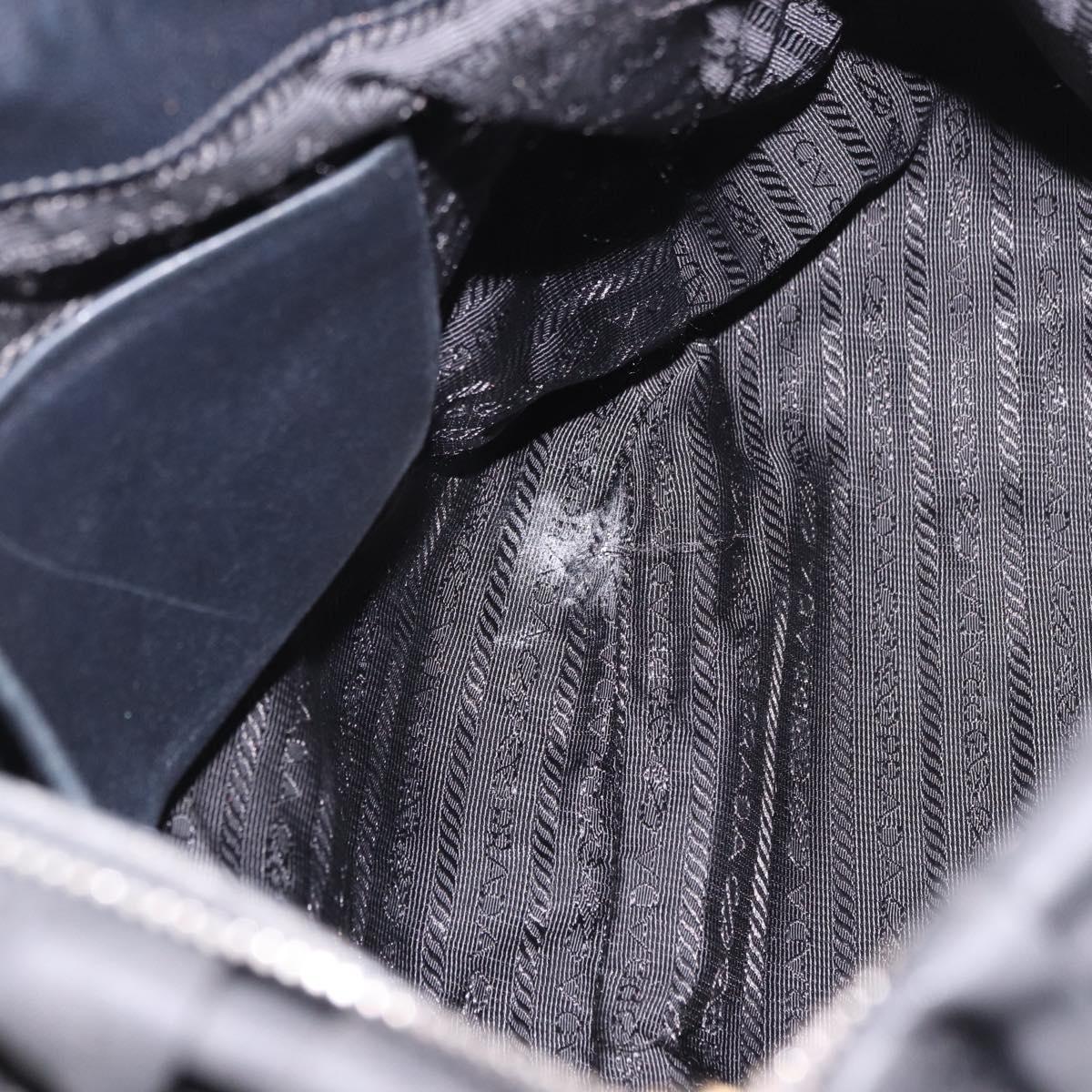 PRADA Hand Bag Nylon 2way Black Gold Auth 185729