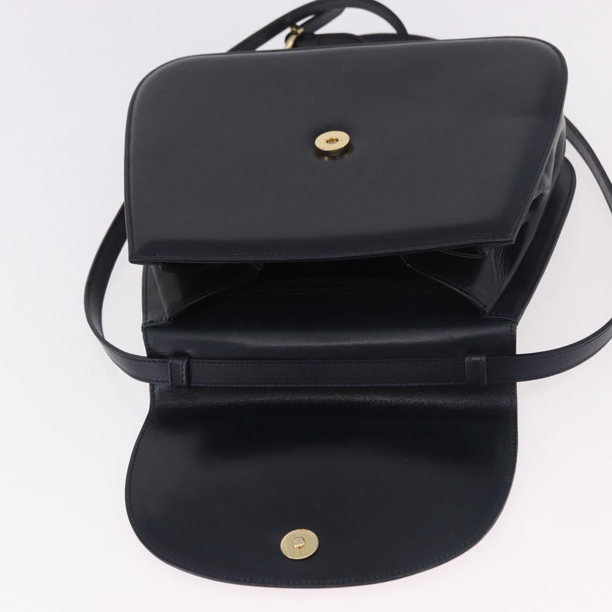 Salvatore Ferragamo Hand Bag Leather 2way Navy Gold Auth 185733A
