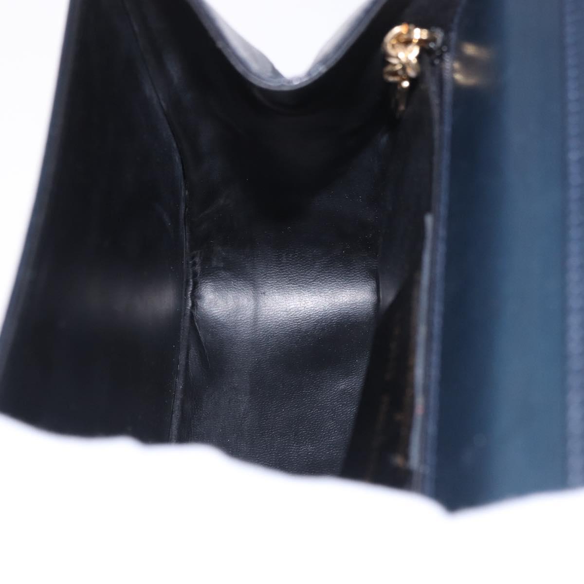 Salvatore Ferragamo Hand Bag Leather 2way Navy Gold Auth 185733A