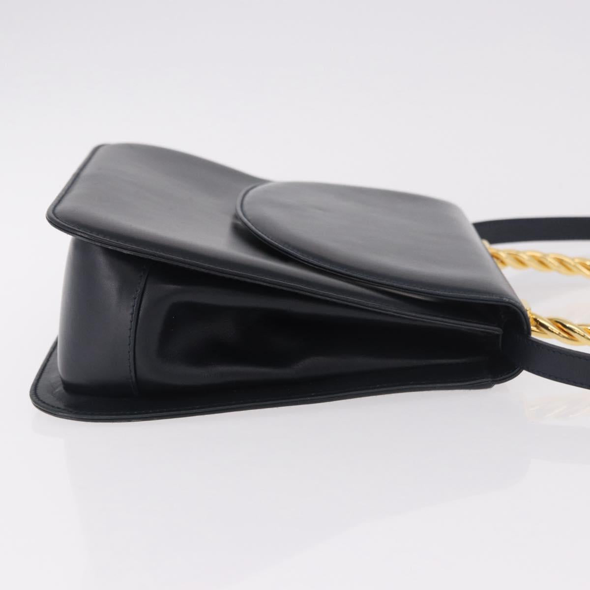 Salvatore Ferragamo Hand Bag Leather 2way Navy Gold Auth 185733A