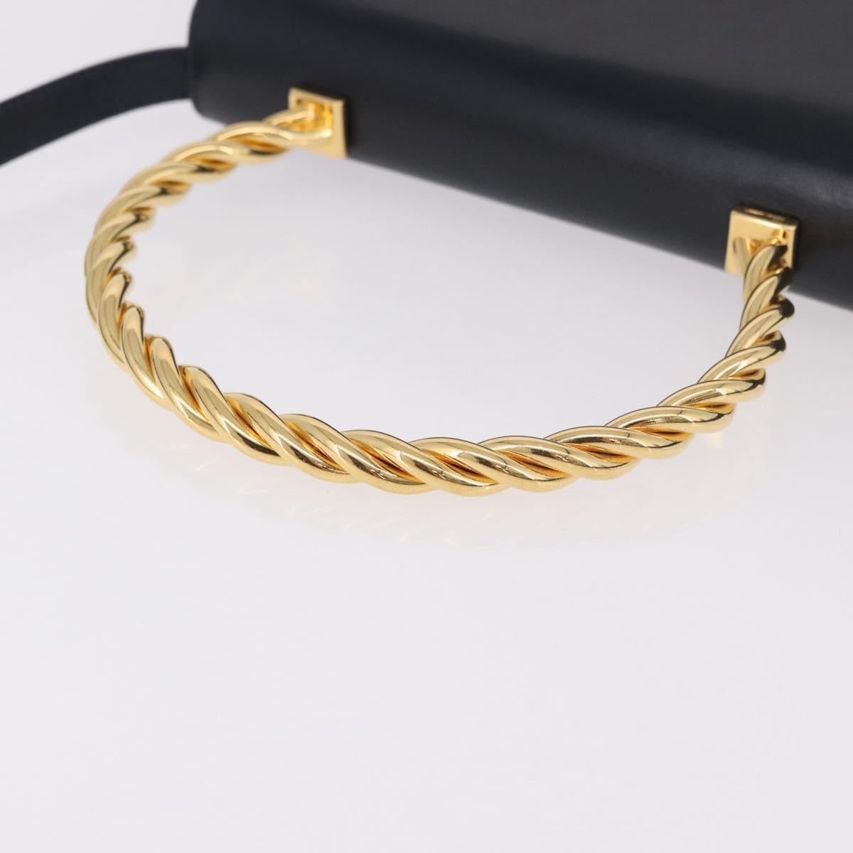 Salvatore Ferragamo Hand Bag Leather 2way Navy Gold Auth 185733A