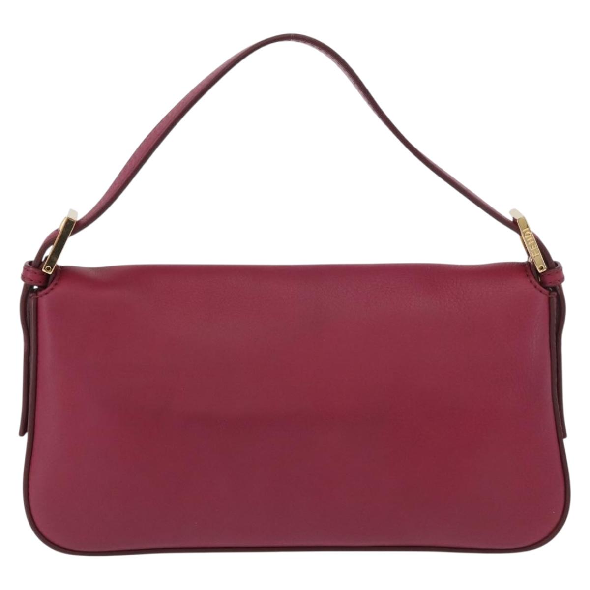 FENDI Mamma Baguette Shoulder Bag Leather Ivory Gold Auth 185734SAM