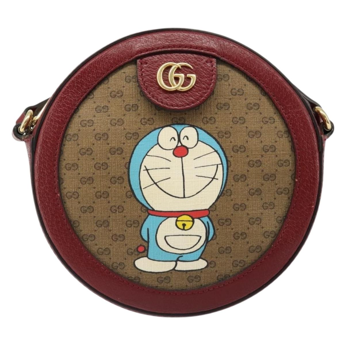 GUCCI Micro GG Supreme Doraemon Collaboration Bag PVC Beige 625216 Auth 185736M