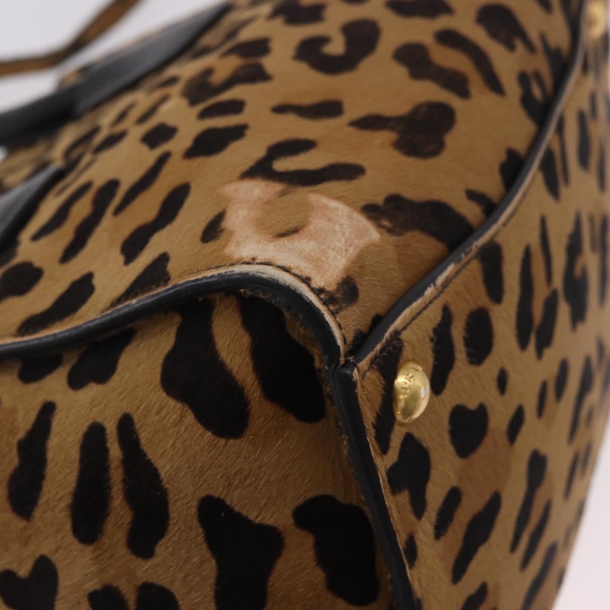 PRADA Hand Bag Harako Leather 2way Brown Gold Auth 185737A