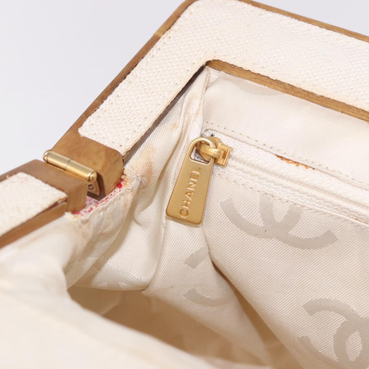 CHANEL Hand Bag Canvas Pink Gold CC Auth 185742A