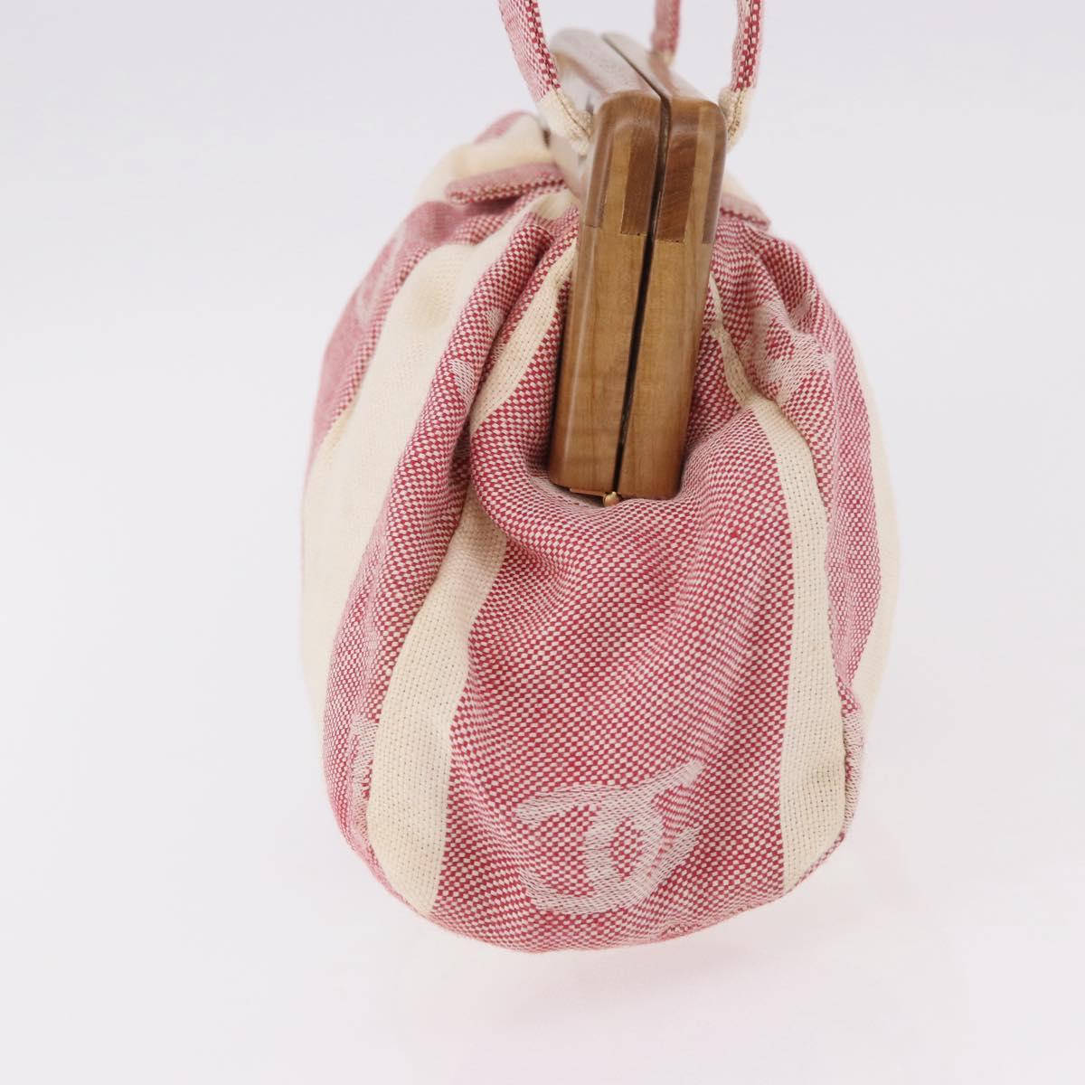 CHANEL Hand Bag Canvas Pink Gold CC Auth 185742A