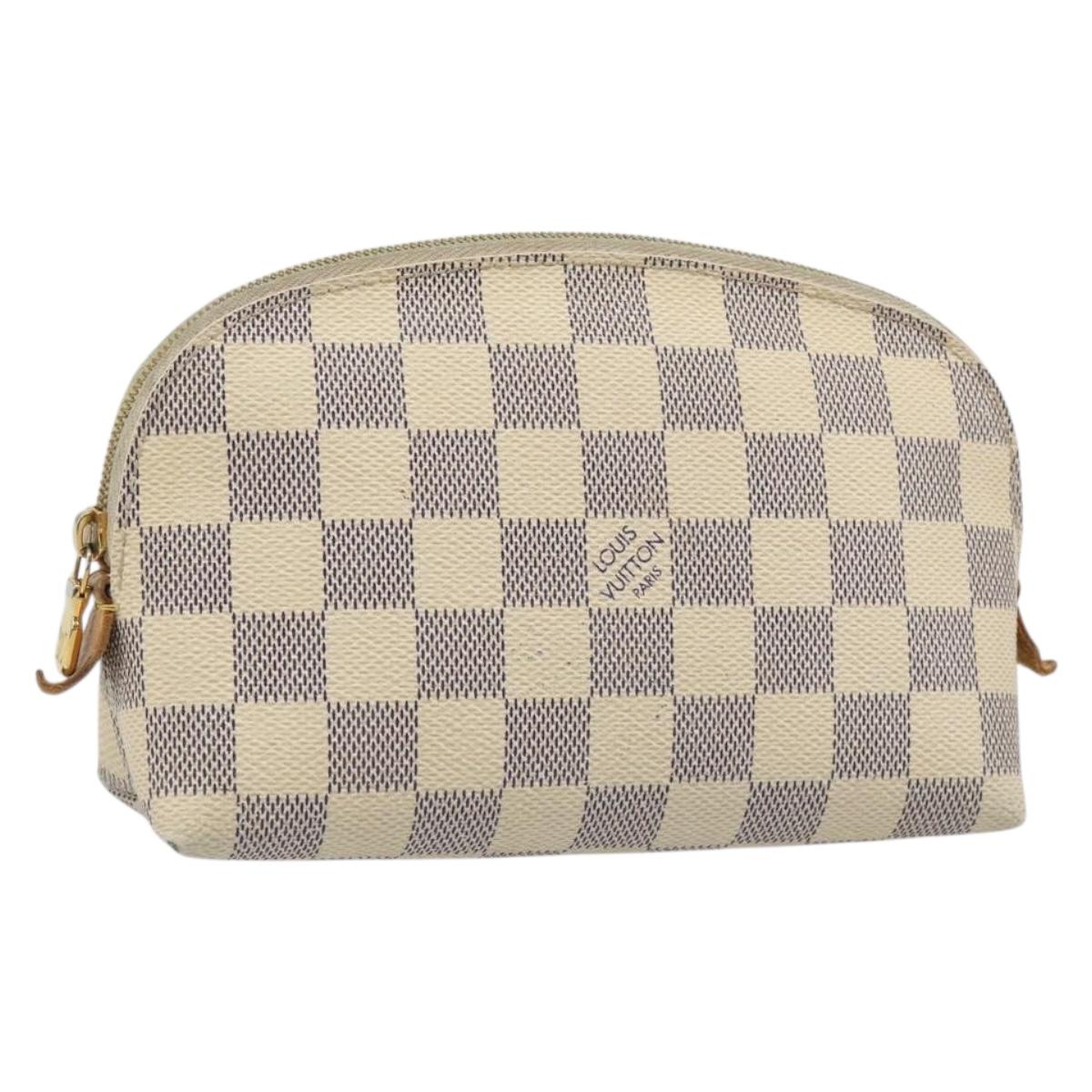 LOUIS VUITTON Damier Azur Pochette Cosmetic PM Pouch N60024 LV Auth 185747