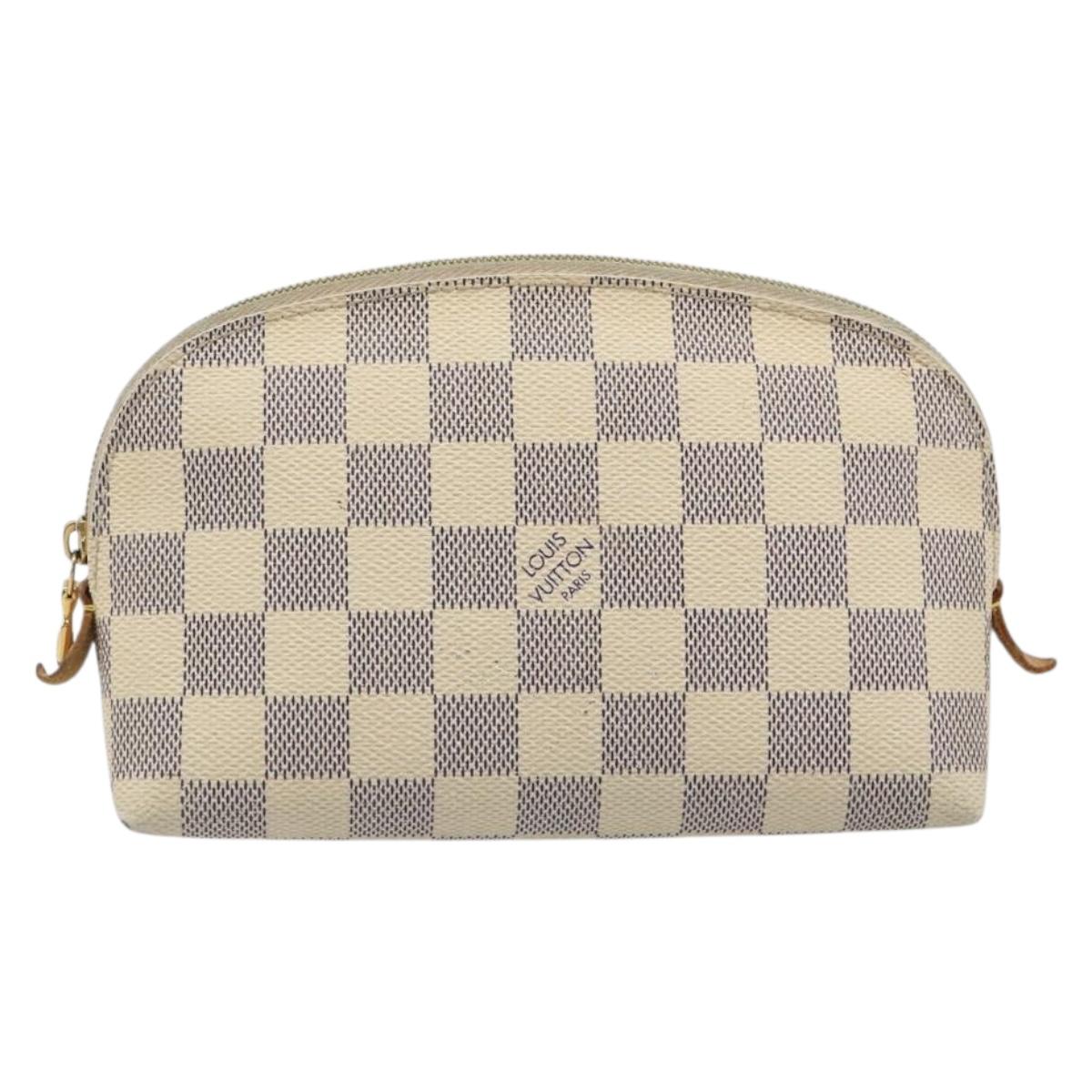 LOUIS VUITTON Damier Azur Pochette Cosmetic PM Pouch N60024 LV Auth 185747