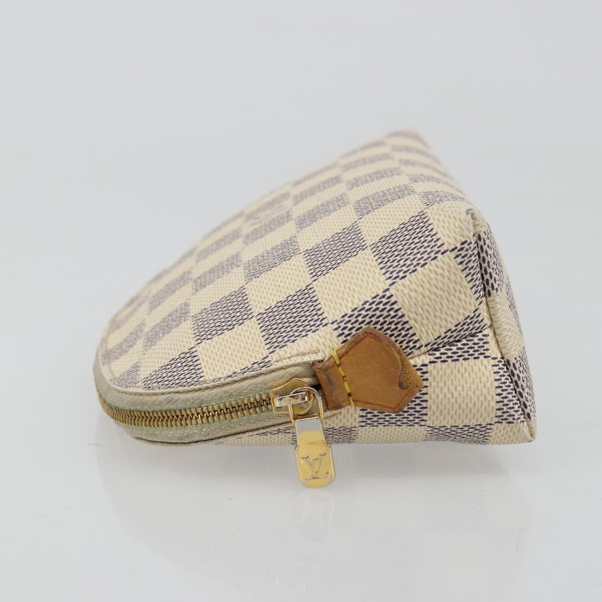 LOUIS VUITTON Damier Azur Pochette Cosmetic PM Pouch N60024 LV Auth 185747