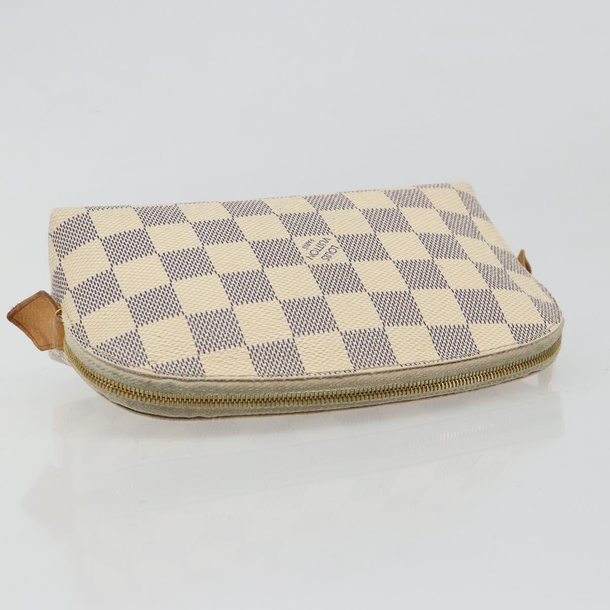 LOUIS VUITTON Damier Azur Pochette Cosmetic PM Pouch N60024 LV Auth 185747