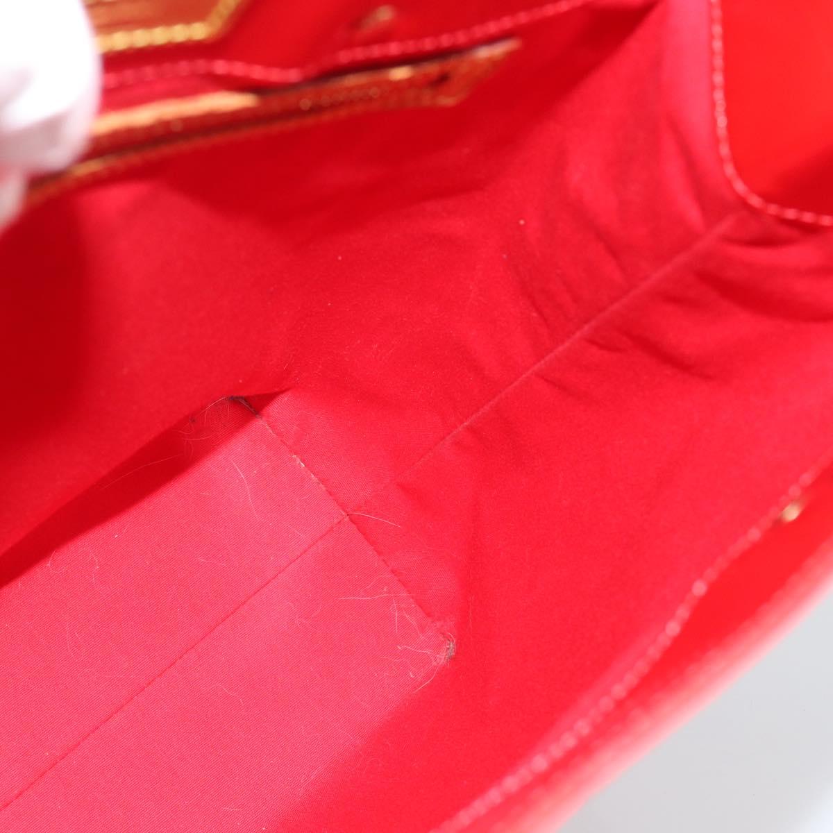 LOUIS VUITTON Monogram Vernis Reade MM Hand Bag Red Rouge M91086 LV Auth 185756
