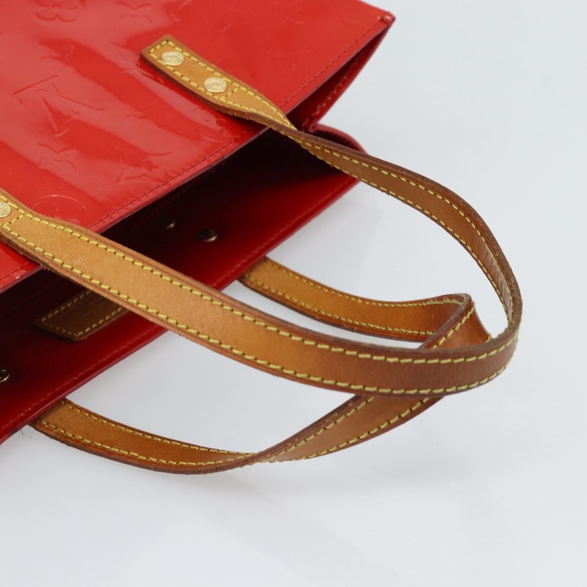 LOUIS VUITTON Monogram Vernis Reade MM Hand Bag Red Rouge M91086 LV Auth 185756