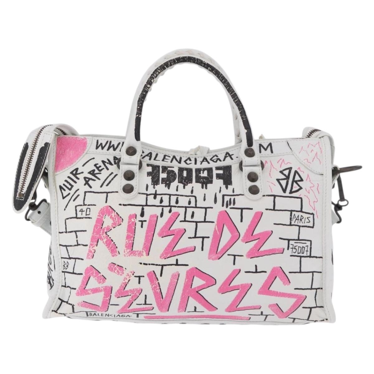 BALENCIAGA Classic Mini City Graphics Bag Leather 2way 431621 Auth 185758SAM