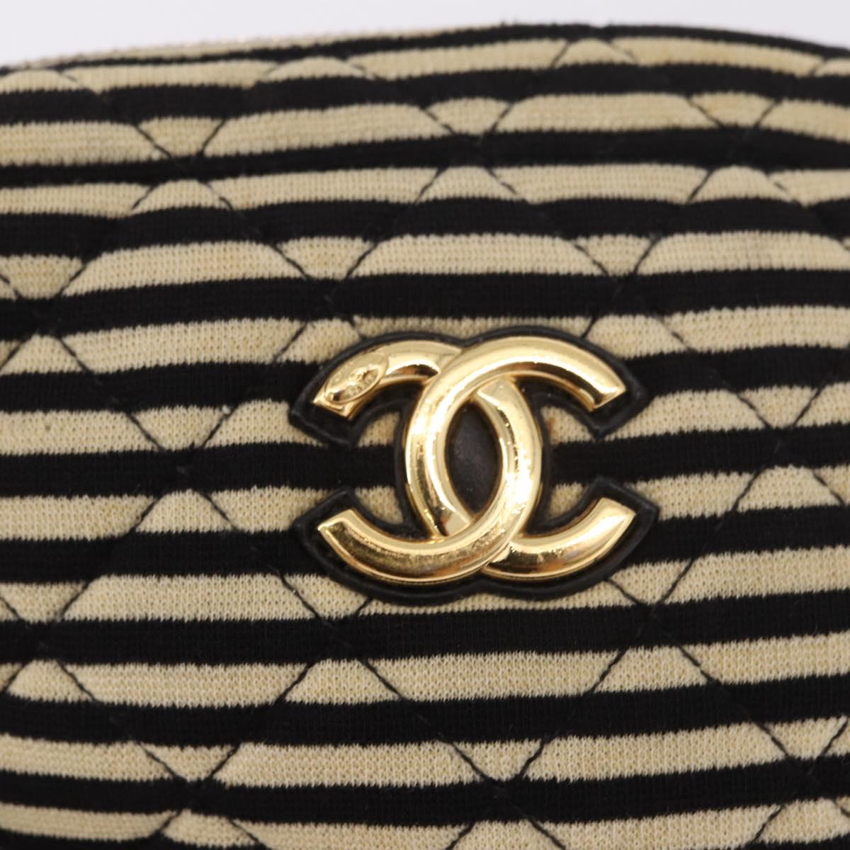 CHANEL Matelasse Chain Shoulder Bag Canvas Beige Gold CC Auth 185766