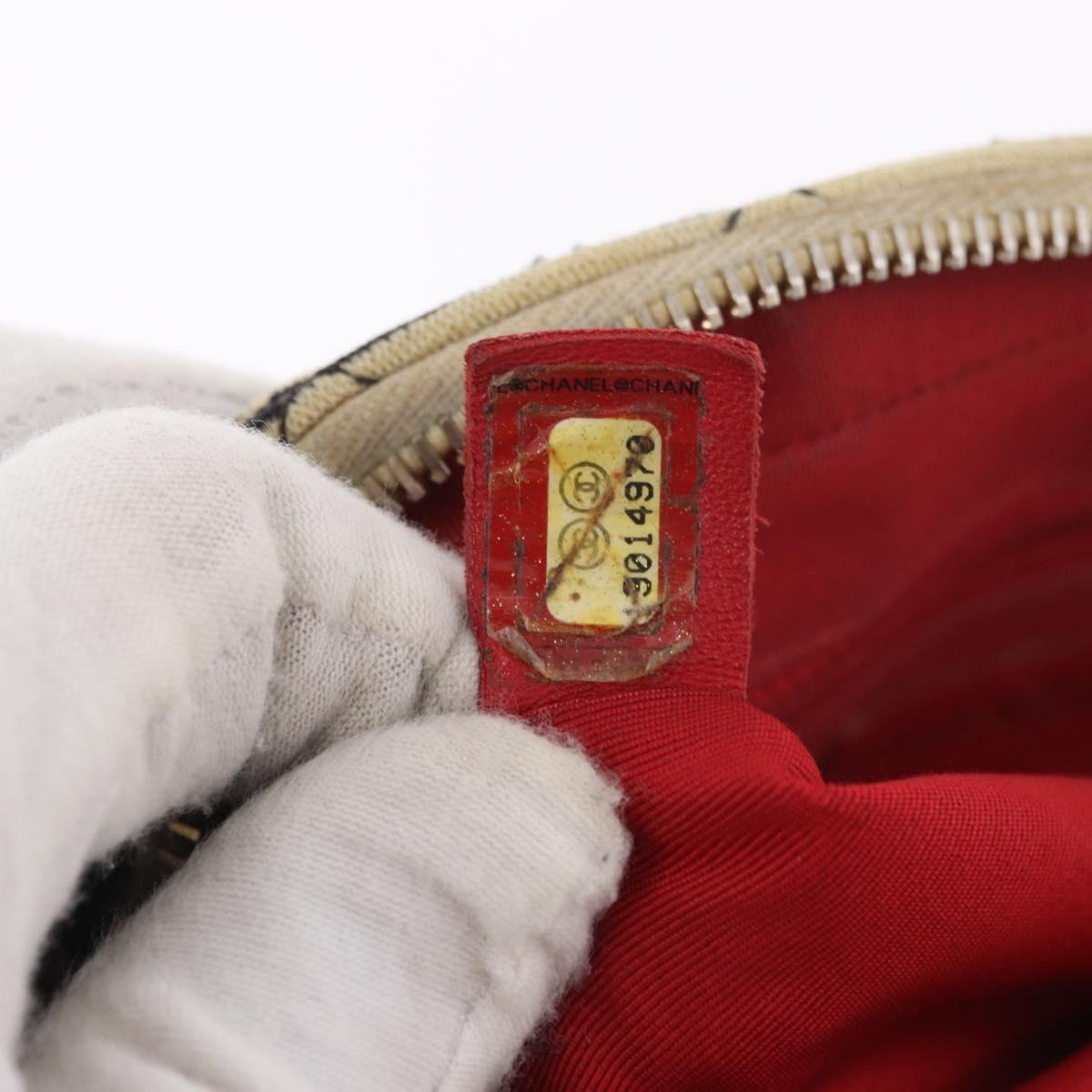CHANEL Matelasse Chain Shoulder Bag Canvas Beige Gold CC Auth 185766
