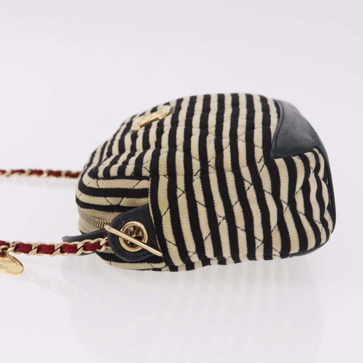 CHANEL Matelasse Chain Shoulder Bag Canvas Beige Gold CC Auth 185766