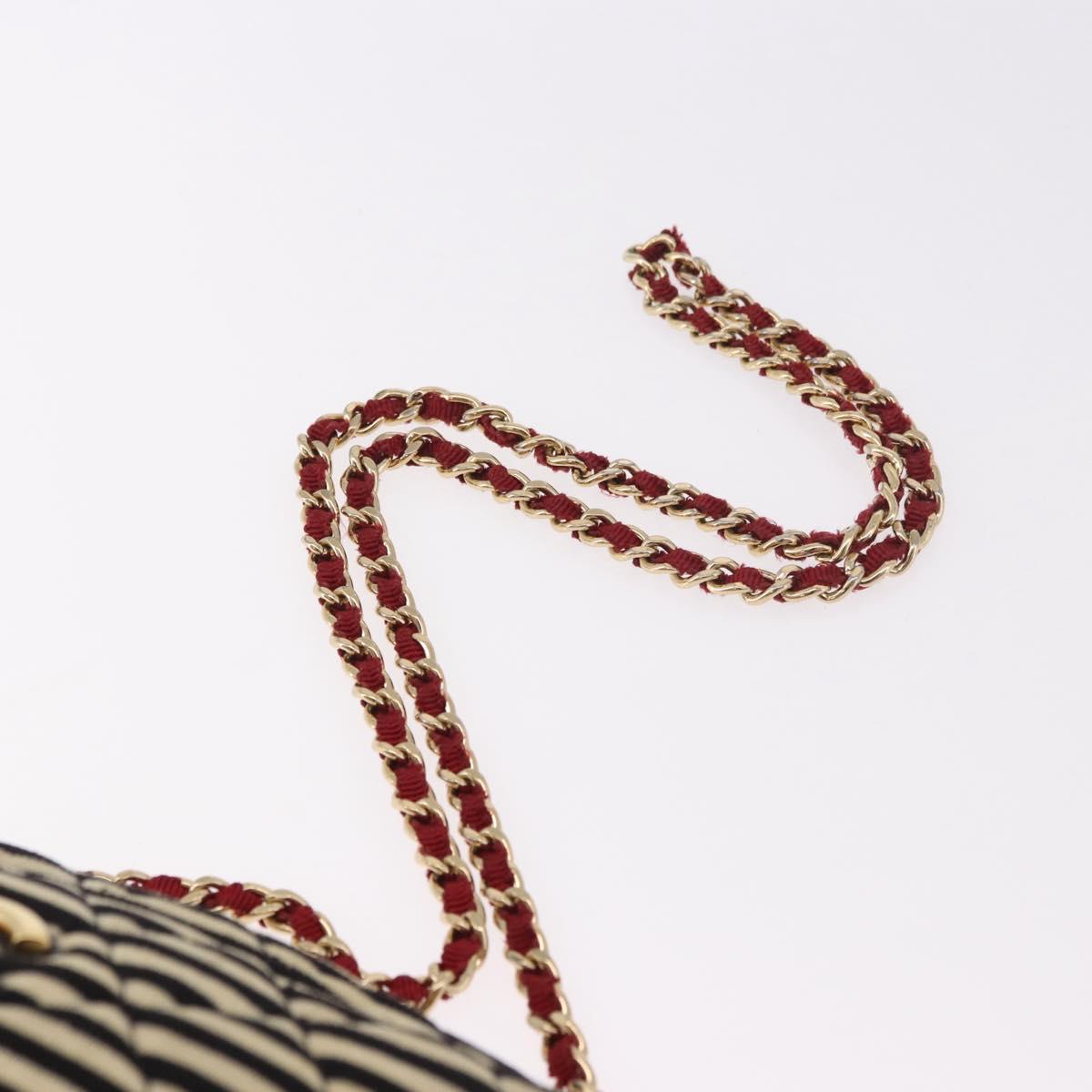 CHANEL Matelasse Chain Shoulder Bag Canvas Beige Gold CC Auth 185766