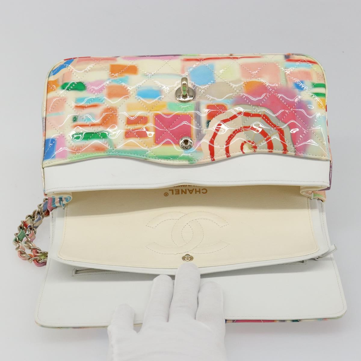CHANEL Chain Double Flap Matelasse 25 Bag leather Multicolor CC Auth 185767SM