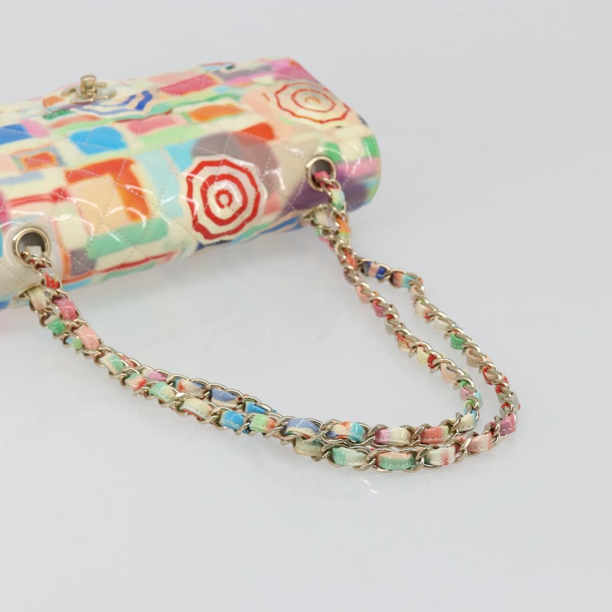 CHANEL Chain Double Flap Matelasse 25 Bag leather Multicolor CC Auth 185767SM