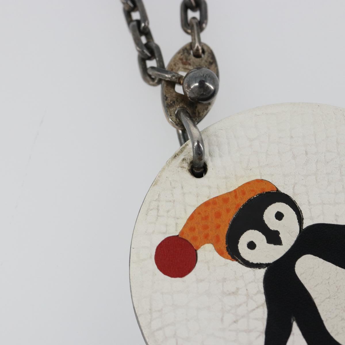 HERMES Penguin Charm Leather White Auth 185783M
