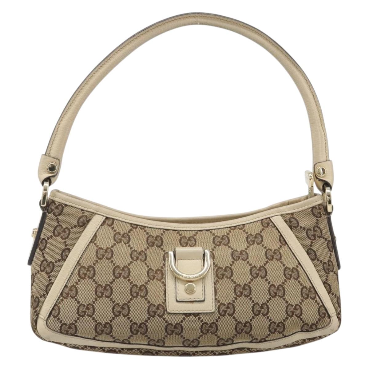 GUCCI GG Canvas Abbey Shoulder Bag Beige Gold 130939 Auth 185801A