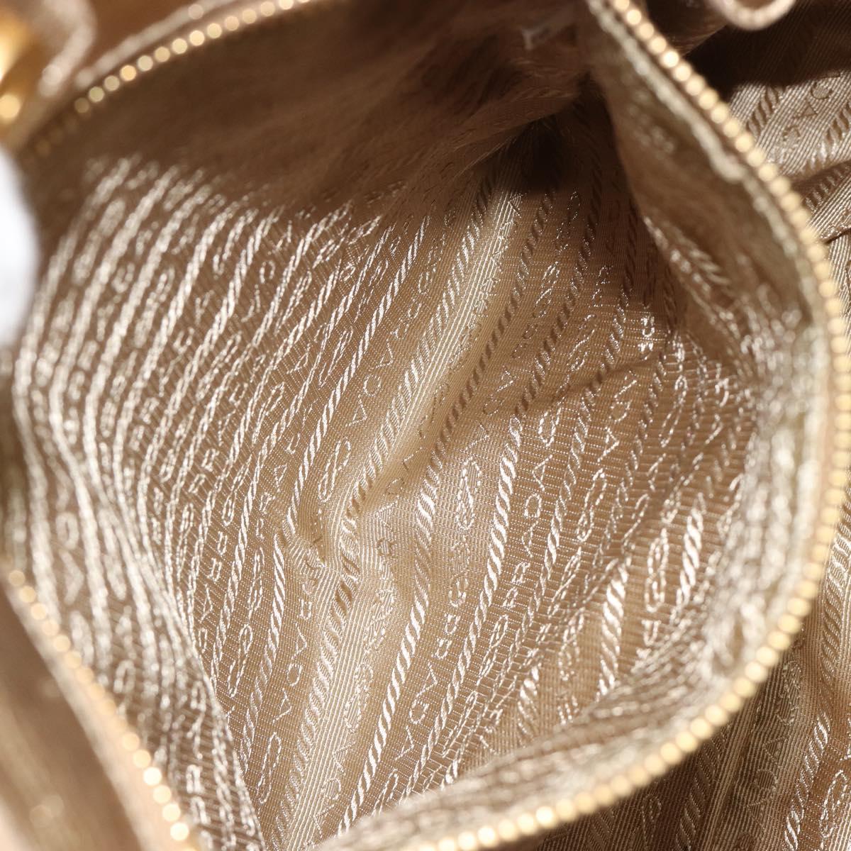PRADA Hand Bag Leather 2way Gold Tone Gold Auth 185803V