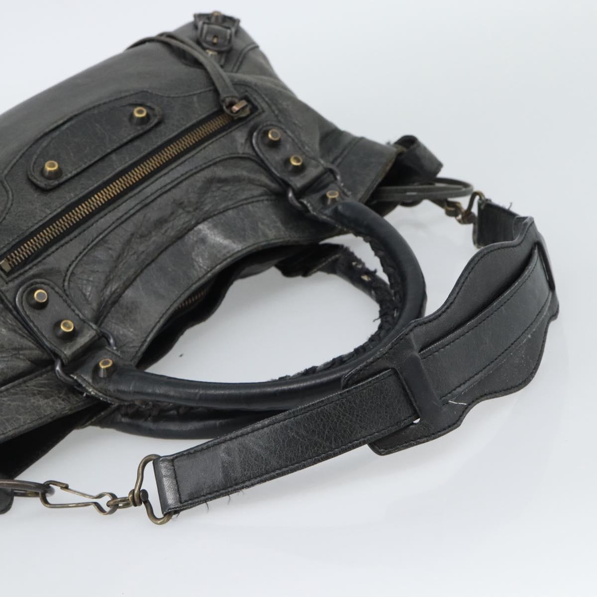 BALENCIAGA The First Hand Bag Leather 2way Gray 103208 Auth 185804A