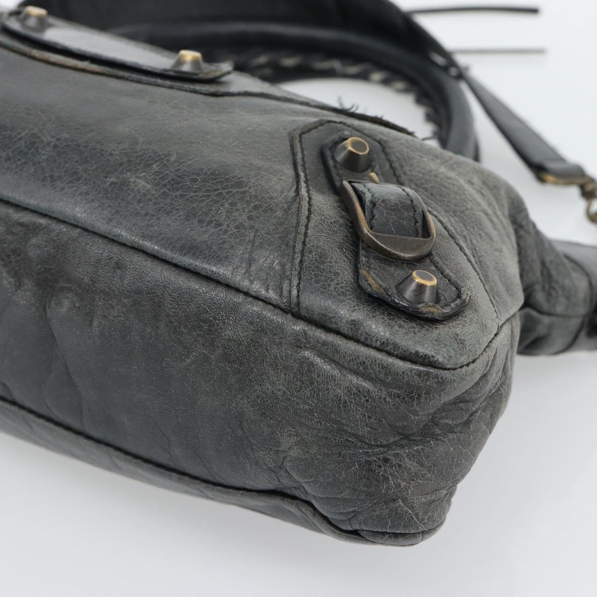 BALENCIAGA The First Hand Bag Leather 2way Gray 103208 Auth 185804A