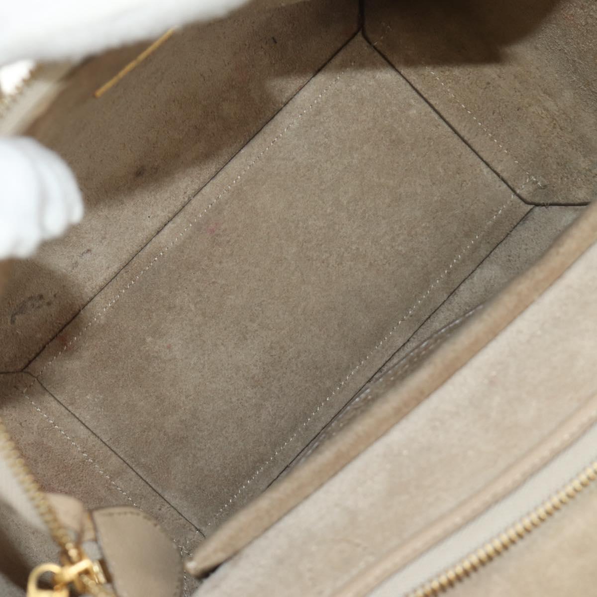 CELINE Belt Bag Micro Hand Bag Leather 2way Beige Gold Auth 185805M