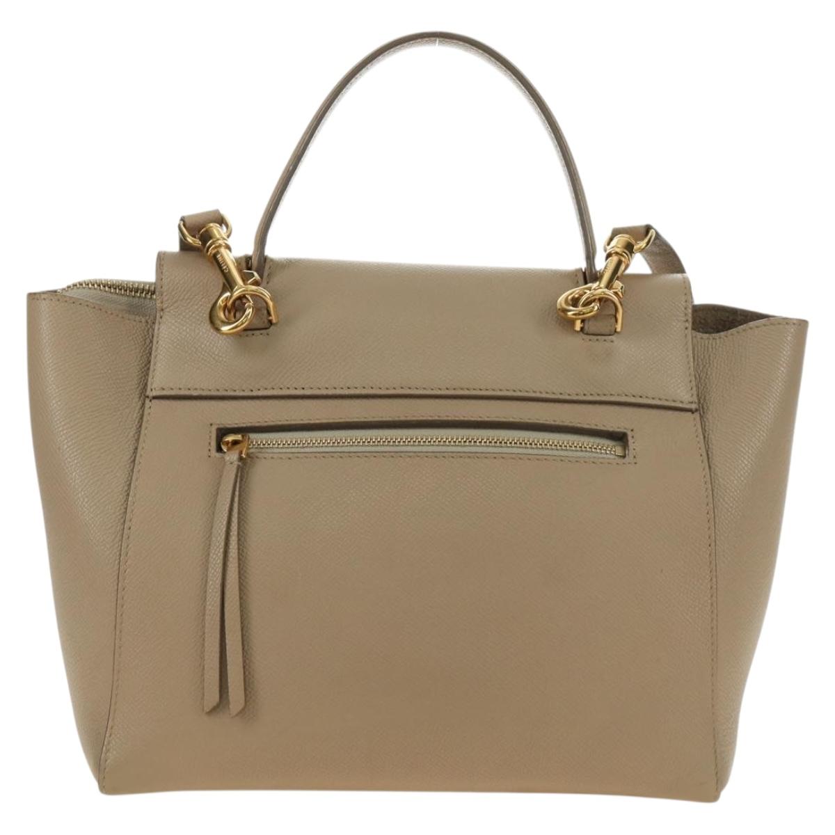 CELINE Belt Bag Micro Hand Bag Leather 2way Beige Gold Auth 185805M